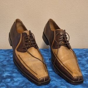Mezlan Petrella Shoes 13M Brown Two Tone Square Toe Spectator Leather